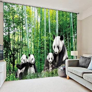 Wapel Modern Blackout Window Curtain Cute Pandas 3d Curtains For