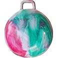 AppleRound Hopper Ball with Air Pump: 28in/70cm Diameter for Age 13 and Up, Kangaroo Bouncer, Hippity Hoppity Hop Ball for Teens Youths Adults, Bouncy Ball with Handle, Cloud Colors (Red & Green)