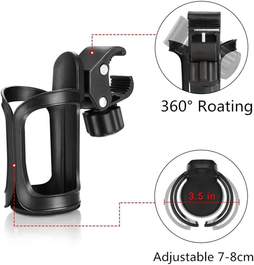 Upgrade Bike Cup Holder 2 Pack Baby Stroller Bottle Holders 360 Degrees Rotation Anti-slip Fast Dismounting Cup Drink Holder for Pushchair Bicycle Baby Stroller Wheelchair Motorcycle - Image 4