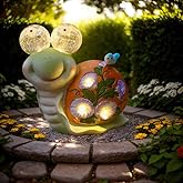 ASTRAEUS Solar Snail Statue Garden Light Figurine Outdoor Decor with 5 LED Lights Lawn Decor Statue Unique Christmas Birthdays Housewarming Gift for Patio, Balcony, Yard