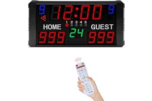 GAN XIN Portable Basketball Scoreboard with Shot Clock,Digital Scoreboard with Remote,Tabletop,Electronic Scoreboard with Buzzer
