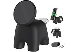 AOK-AOK 2026 Magnetic Wireless Charging Station, 15W Ultra-Fast Charger Stand for iPhone 17 16 15 14 13 12 Pro Max, 5W for Apple Watch&Airpods, 2-in-1 Foldable Charger for Home/Office/Travel(with 30W Adapter)