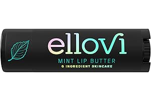 Ellovi Natural Lip Butter Lip Balm - Mint - Pure Enough to Eat - Made With Just 6 Vegan Ingredients - Moisturizing Lip Care for All Day Hydration (Single)