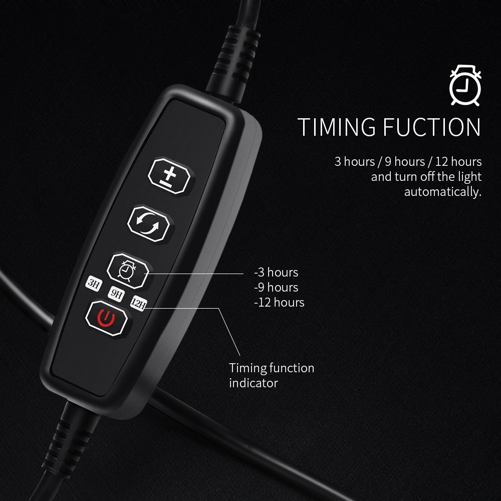 Ranipobo LED Grow Light 18W Dual Head Timing Plant Lights with 36 LED Dimmable 8 Levels Grow Lamp Bulbs Flexible 360 Degree Gooseneck for Indoor Plants Hydroponics Greenhouse Gardening