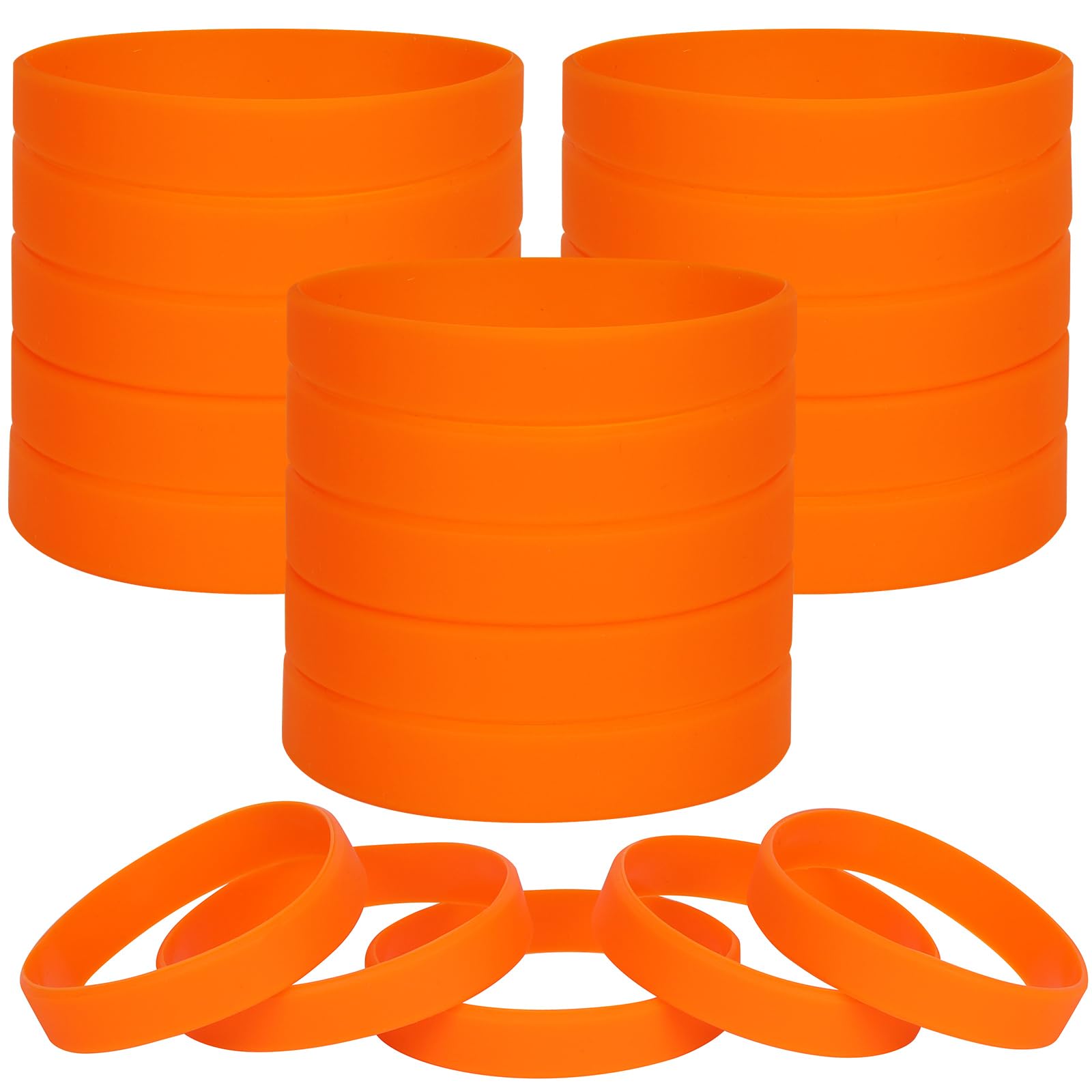 LVNRIDS 100 pcs Orange Blank Silicone Wristbands for Kid, Sports Party Rubber Elastic Wristband Wholesale Bulk Bracelet S