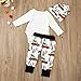 YOUNGER TREE Christmas 3Pcs Set Cute Newborn Infant Baby Boy Girl Clothes Romper Tops +Long Pants Outfit (12-18 Months, White)