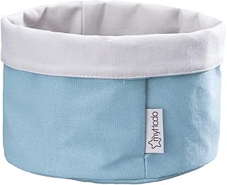 myHodo Brotkorb Stoff 20cm, Brötchenkorb für Küche und Frühstückstisch, 2-in-1 Design, 100% Baumwolle, Aufbewahrung von Brot und Brötchen, Aufbewahrungskorb Bad, Wickelkommode Organizer (Blau)