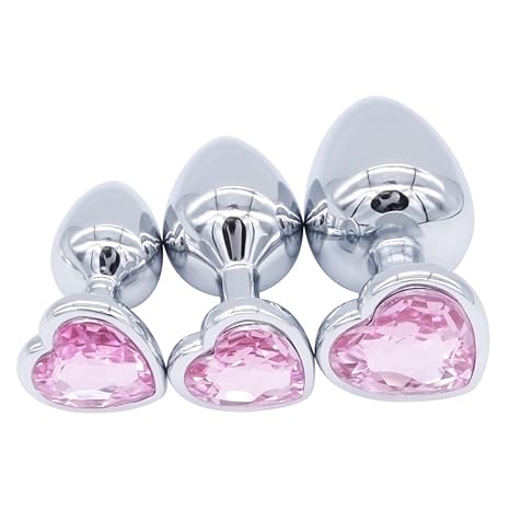 Raycity 3 Stück Stahl Juwel Butt Play Anal Fetisch Plug Herz Stand Design Sex Spielzeug für Erwachsene Pink