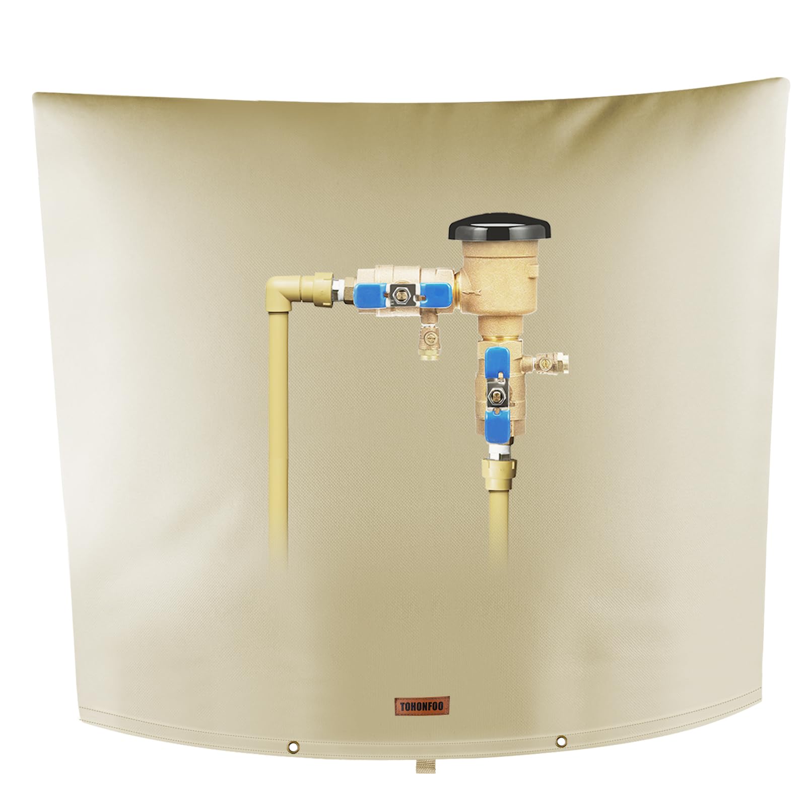 Backflow Preventer Pipe Insulation Cover (5°F) - Irrigation Sprinkler Valve Insulated Pouch - Water Well Pump Cover - Sturdy 5 Layers for Winter Freeze Protection, 50" W x 40" H, Beige Image