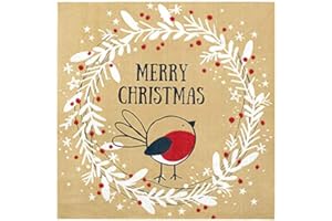 OLYPHAN Christmas Napkins Paper Cute, Festive Wreath & Bird Print/Brown Recycled Napkins Decorative Disposable Holiday Dinner, Lunch/Luncheon, Buffet Brunch Rustic Xmas Party Decor