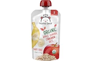 Amazon Brand - Mama Bear Organic Baby Food, Stage 2, Apple, Banana, Cinnamon, Oats, 4 ounce (Pack of 12)