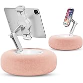 Viozon Tablet Stand Pillow, Compatible with 4.7"-13" Phone/Tablet, iPad, iPhone, Samsung, Google, Kindle, 360°Adjustable Phone Holder for Bed with Soft Plush Fabric, and Detachable Bowl, Pink