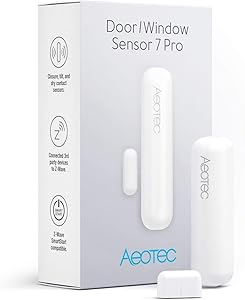 Zwave Door Sensor Window Sensor, Z-Wave Plus Enabled Aeotec Door Window Sensor 7 Pro Zwave Hub Required, White, 700 Series (Door Window Sensor 7 Pro)