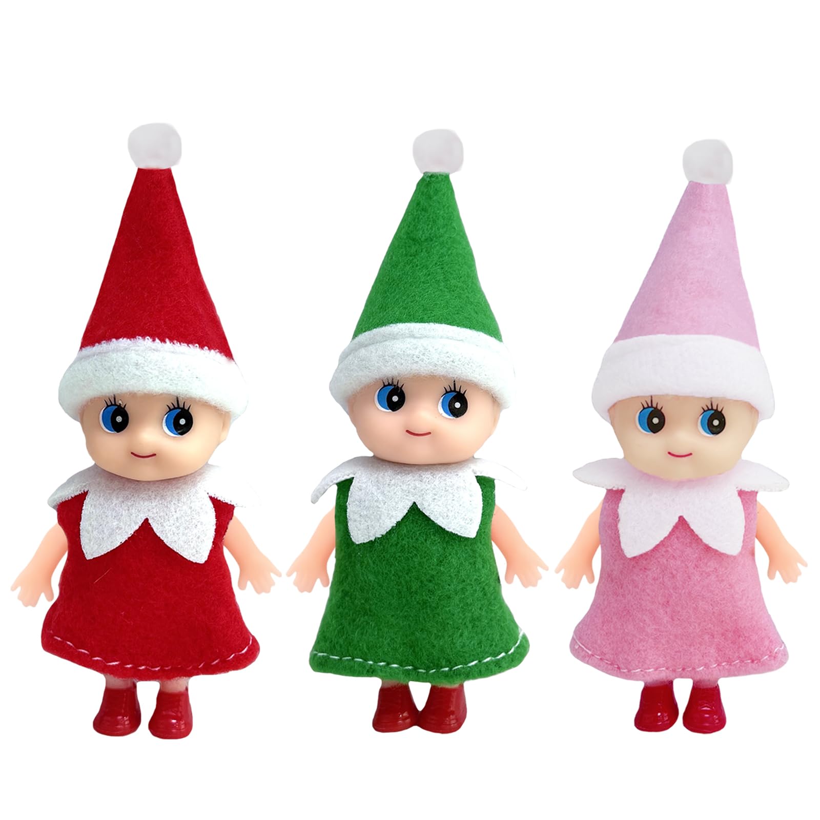 3pcs Mini Christmas Baby Elf Dolls for Girls Boys,Cute Little Elfs Twins Christmas Baby Elves,Small Elf Baby Doll Novelty Toys Tiny Christmas Dolls Elf Accessories for Kids Gift Xmas Stocking Stuffers