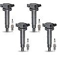 ENA Pack of 4 UF333 Ignition Coil 7092 Spark Plug 2.4 L4 Compatible with Toyota Camry Corolla Highlander Matrix RAV4 Solara HS250h tC xB 2001 2002 2003 2004 2005 2006 2007 2008 2009 2010 2011 2012