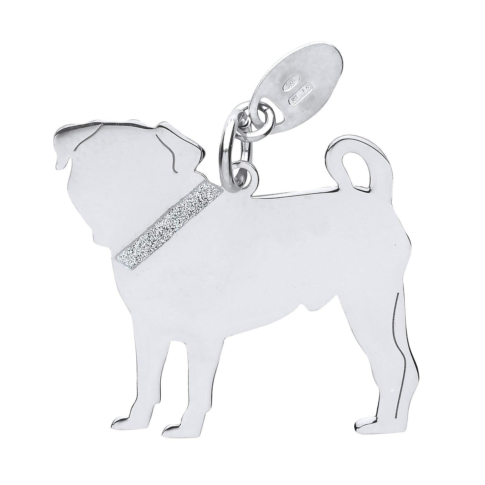 Designer Inspirations Boutique Silver Pug Dog/Canine Pendant - Unisex - 925 Sterling Silver — image 1