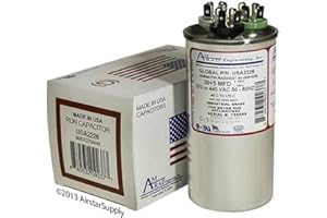 GE/Genteq 97F9833-30 + 5 uf MFD 370/440 Volt VAC AmRad Round Dual Run Capacitor, Made in The U.S.A.