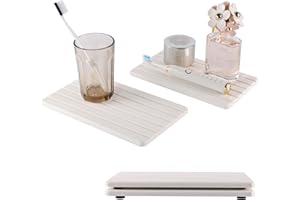NiuYichee 2 PCS Water Absorbent Diatomite Coasters Rectangle(9.45"x5.51"), Grooved Design, Water Absorbing Stone Used for Hand Soaps & Plants & toiletries in The Modern Home