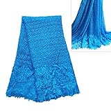 KENLACE 5 Yards/Lot African Lace Fabric Swiss Voile Lace Emboridery French Mesh Lace Fabric Material (SKY blue)