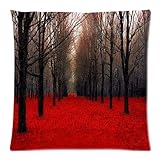 Red Maple Forest Rustic Red Nature Art Throw Pillow Case Cushion Covers Square 18x18 Inch