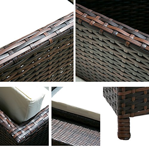 Merax 9piece Outdoor Cube Rattan Garden Furniture Set Wicker Rattan Desk and Chairs (Brown