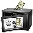 Flexzion Small Safe Box with Drop Slot - Electronic Drop Safe Box for Money with Digital Combination Keypad Lock - Cash Safe Box for Cabinets, Home & Office Security (12"x8"x8"), Black