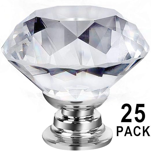 Goodtou Dresser Crystal Knobs 30mm 25 Pcs Glass Crystal Drawer