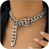 Harry and Henry Chunky Gold Necklace Statement Necklace for Women Trendy Thick Gold Choker Collar Necklaces Paperclip Chain Cross Heart Pendant Toggle Necklaces Jewelry