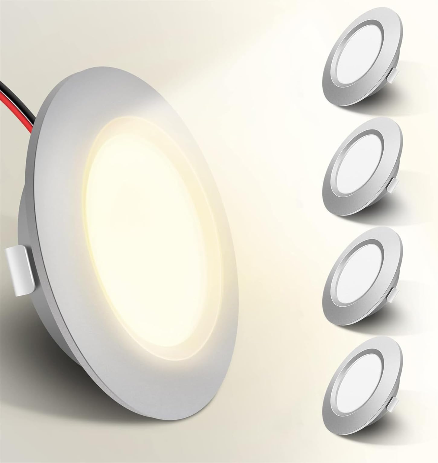 4 Pack 12V Led Lights Dimmable Full Aluminum Recessed Mount Ceiling Light 3W Roof Downlight for T4 T5 Campervan Motorhome Boat Living Room Bedroom Kitchen 3000K Warm White (Silver)