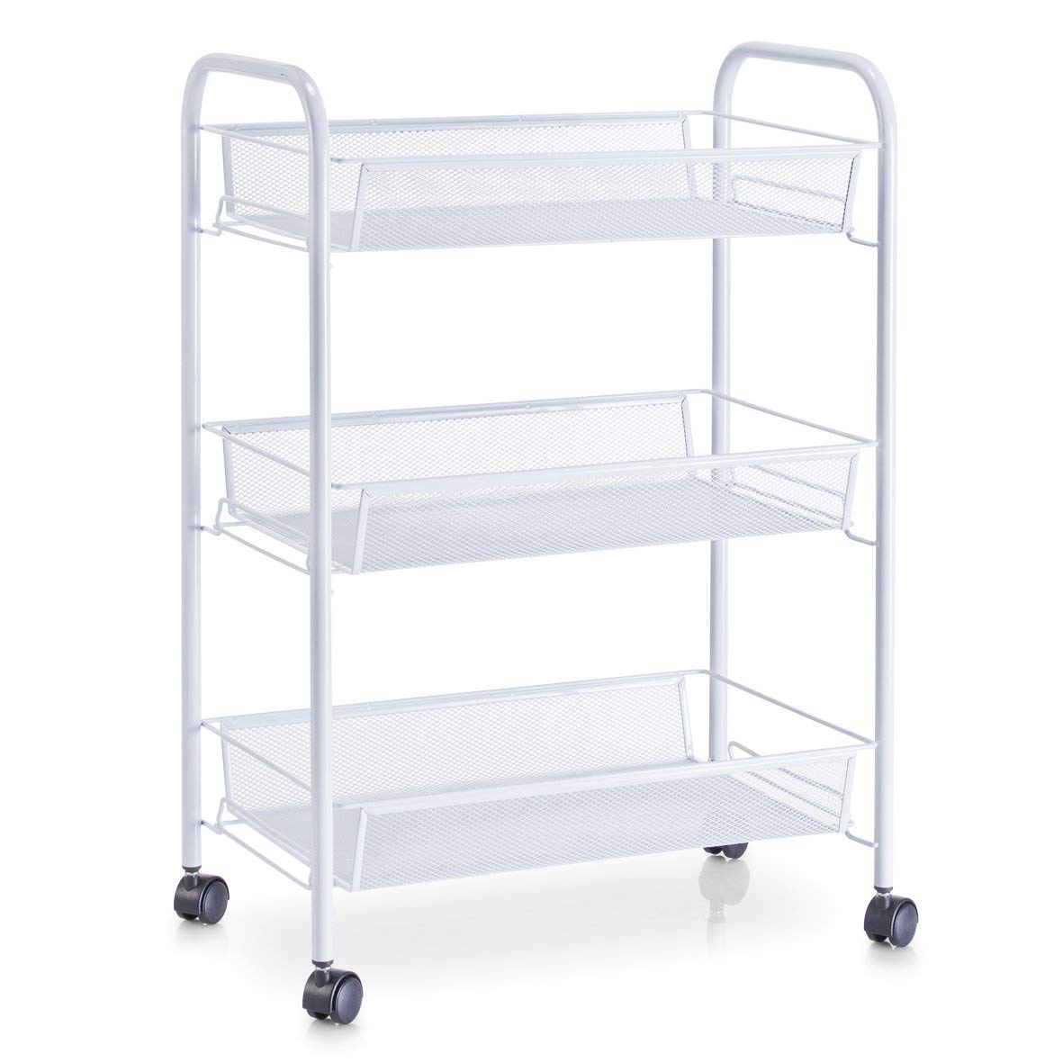 Zeller 17721 Mesh Multi-Tier Trolley, White, 43.5 x 26 x 62.5 cm
