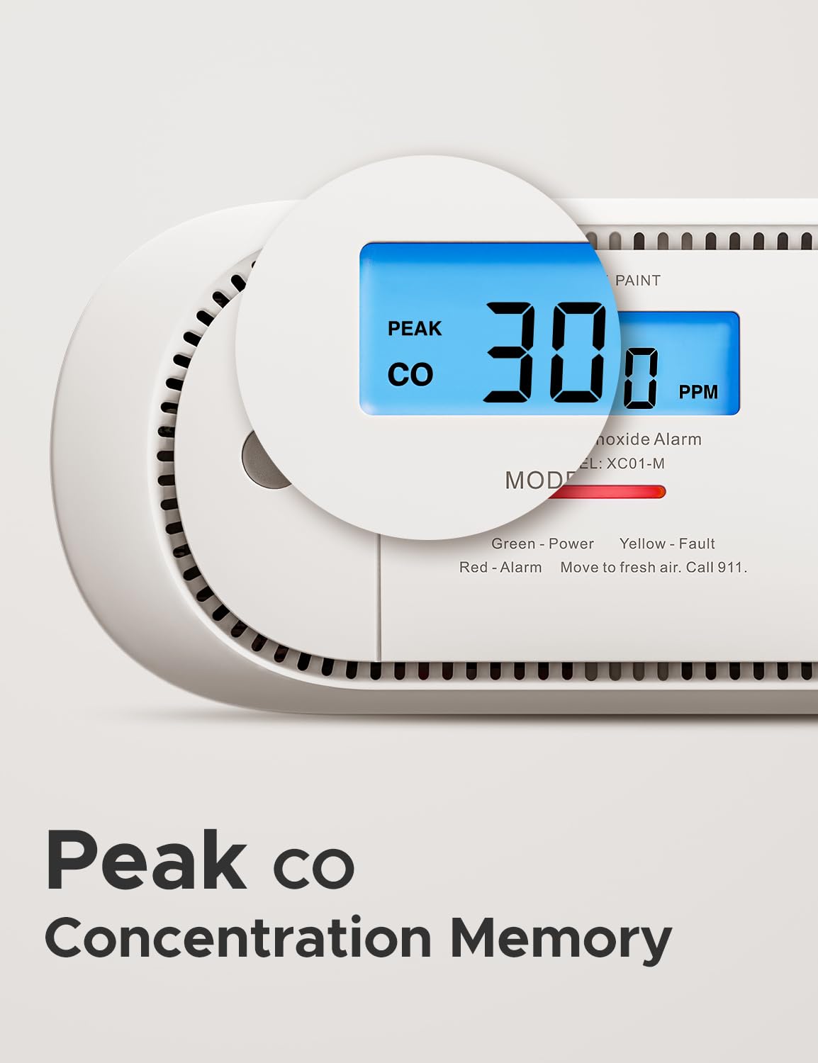 X-Sense Smart Carbon Monoxide Detector XC01-M, an Accessory for FS31 or FS51 Smoke Alarm Kit, Wireless Interconnected Portable CO Detector, Model XC01-M, 1-Pack
