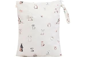 Ali+Oli Water Resistant Dual-Compartment Wet-Dry Bag for Travel, Hook to Stroller, Daycare, Diapers, Diaper Bag, Clutch Bag,15x12 inches (Woodlands)