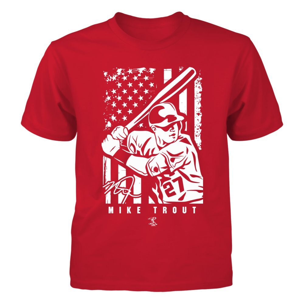 Mike Trout T Shirt Player Illustration Flag Zelite