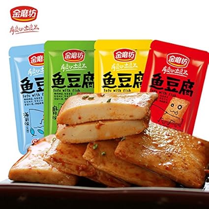 Amazon Com Snacks Appetizers 金磨坊鱼豆腐干零食鱼板烧豆干制品小包装特产休闲香辣麻辣小吃 Grocery Gourmet Food