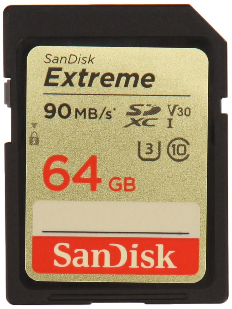 SanDisk Extreme SDXC Memory Card up to 90 MB/s, Class 10, U3, V30, FFP - 64GB