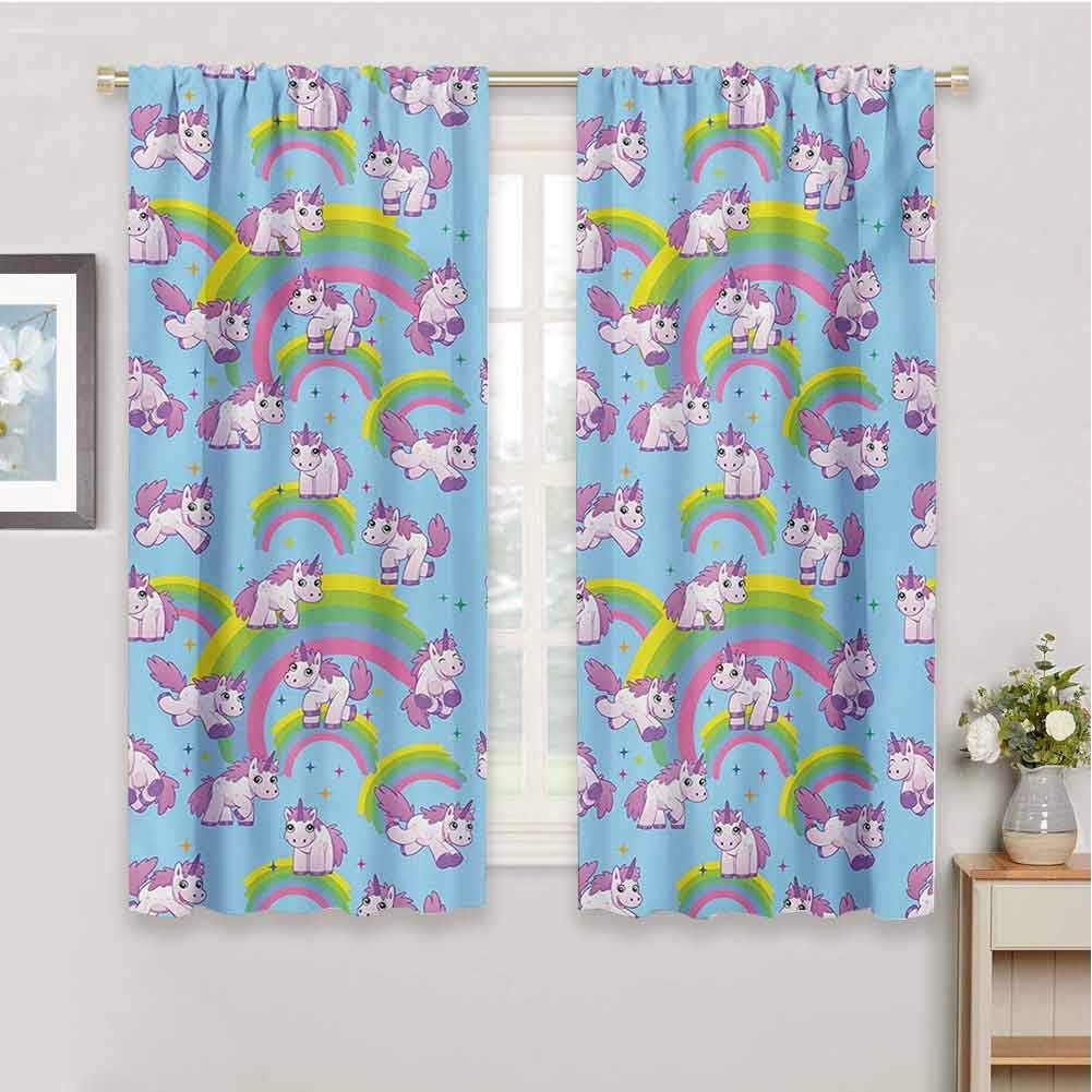 HoBeauty home Unicornwindow decorRepeating Pattern Mystical Ancient Beast Purity Grace Friendship Symbol Graphic Artwindow curtainsMulticolor55 x 63 inch