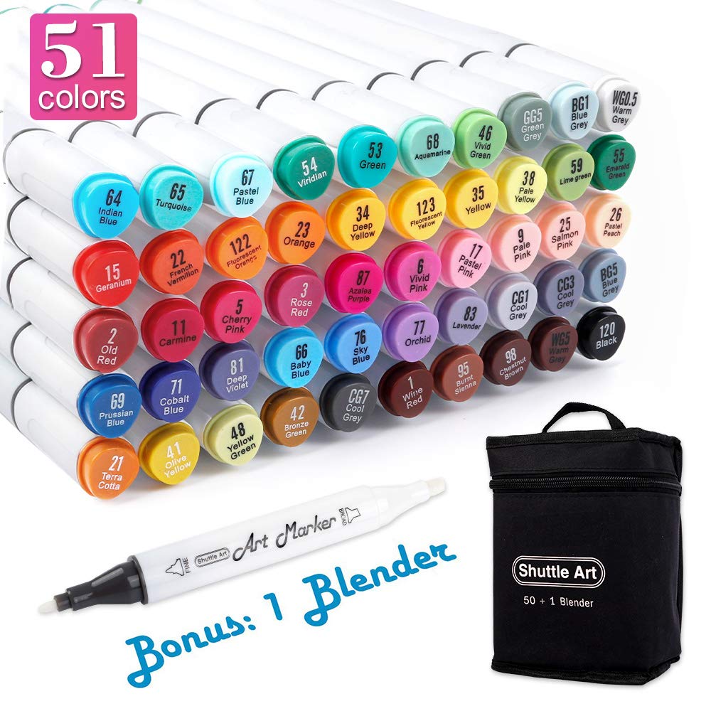 Buy Shuttle Art 50 Colors Dual Tip Art Markers, Permanent Marker Pens