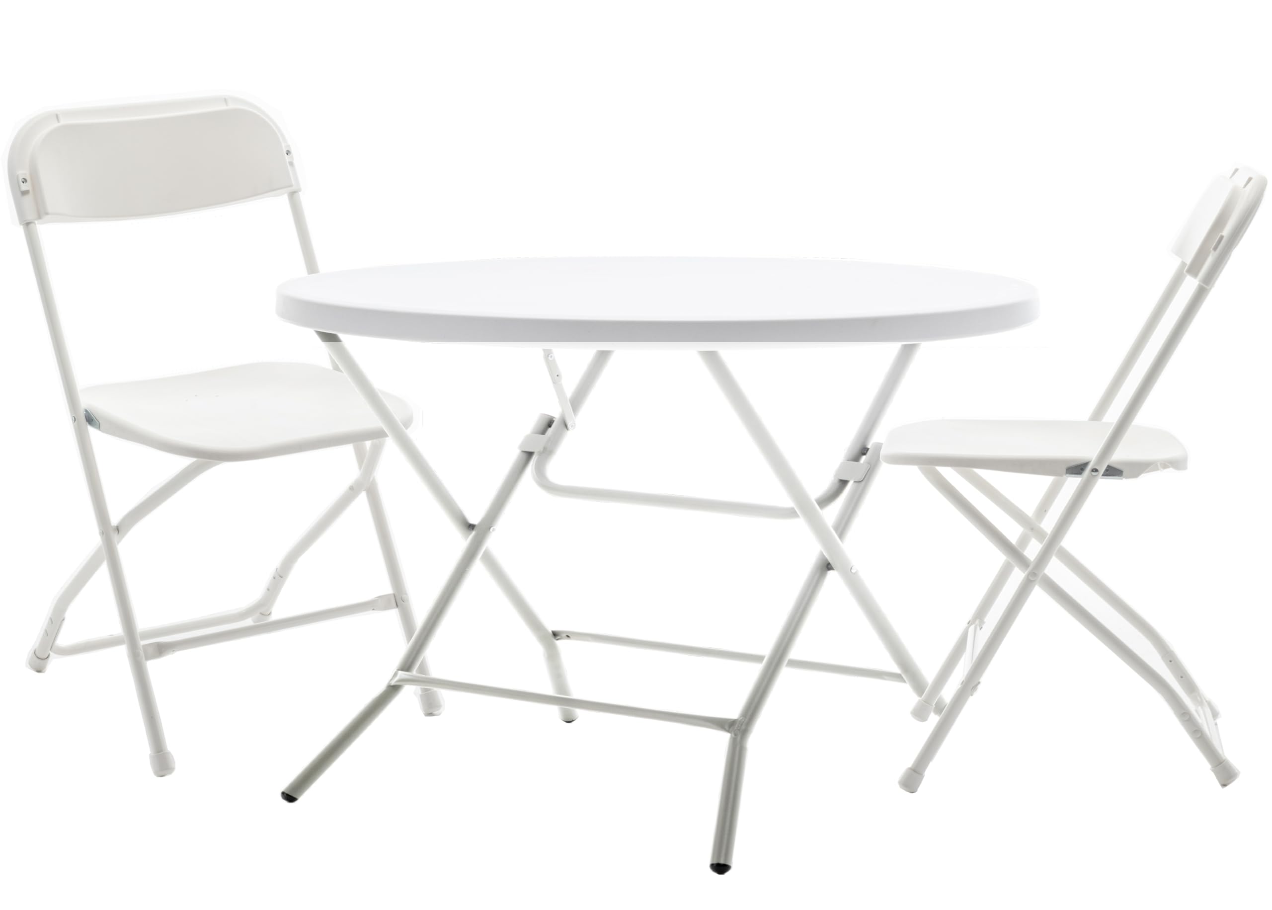 Photo 1 of **NO TABLE**BTEXPERT Folding Card Portable, 32" Round Plastic Table 2 Adult Chairs for Board Games Nights Gatherings Party Home Indoor Outdoor Lightweight, 3 Piece Set, White & Granite White