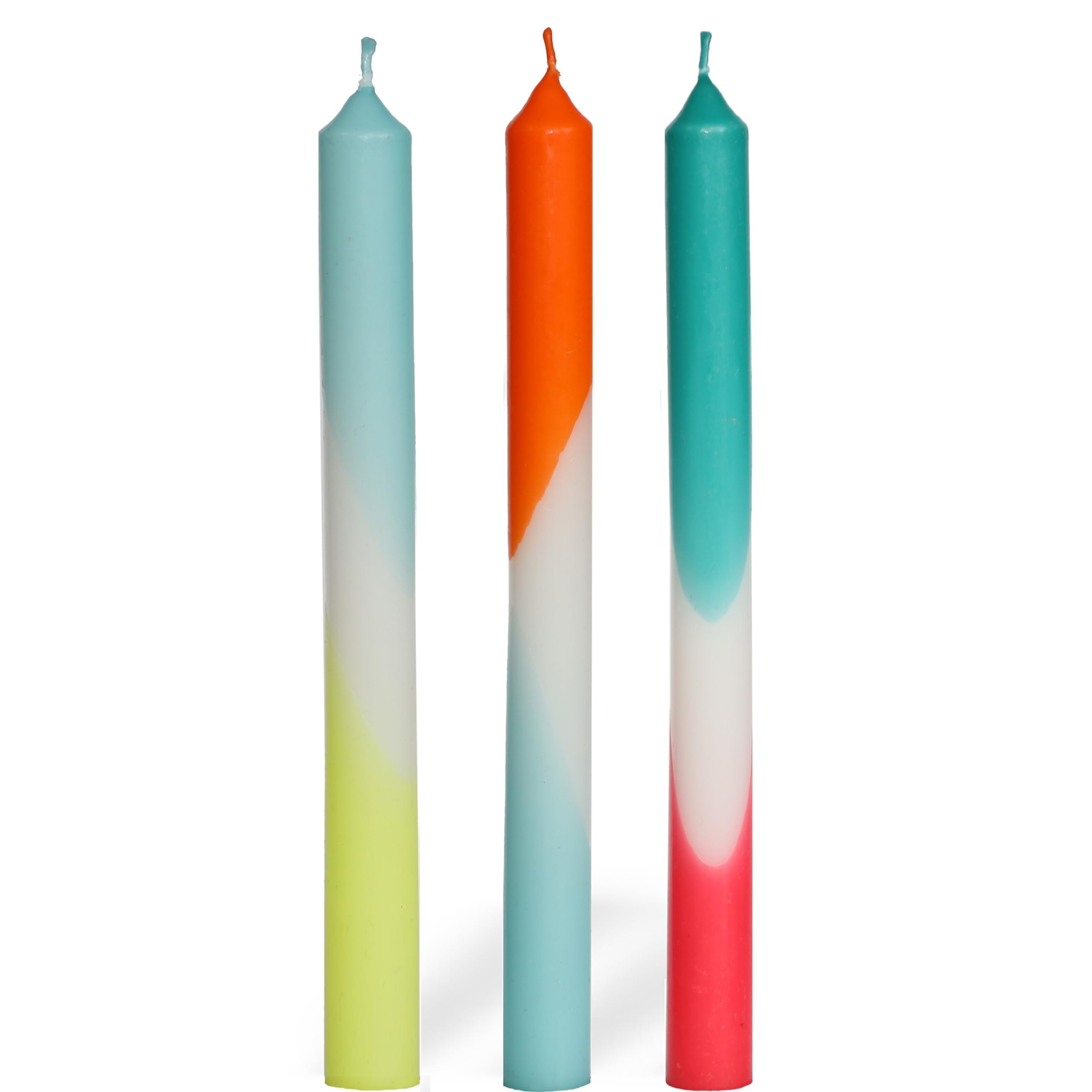 Comforder Dip Dye Taper Candles Set of 3-24 cm Long Unscented Dinner Candles, Blue Red Gradient Candle Set, Clean-Burning Paraffin Wax, Decorative Candlesticks for Home, Table, Wedding & Gifts