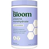 Bloom Nutrition Creatine Monohydrate Powder, 5g Micronized Creatine per Serving, Supports Muscle Recovery, Strength, Endurance, Pre or Post Workout, Gluten Free, Non GMO, Unflavored, 40 SVG, 7.3 oz