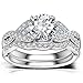 Hiyong Swirl Engagement Infinity Stacking Rings - Round Cut Cz Center Bridal Matching Band Set Size 5-11