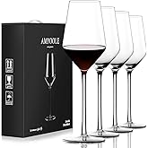 Amyoole Red Wine Glasses Set of 4,15 oz Lead-Free Crystal Clear Wine Glass, Hand-Blown Italian White Wine Glass, Great Gift Packaging