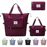 Pin Forest Large Capacity Travel Bag, Expandable Duffel Bag-Water-Resistant Foldable Carry-On with Wet/Dry Compartments | Large Capacity Travel Bag for Gym, Weekends & Overnight Trips（Fuchsia）
