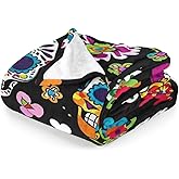 EENSYWEENSY Sugar Skull Throw Blanket, Mexico Colorful Flowers, Halloween Blankets Fuzzy Gifts for Sofa Couch Bedroom (40“ x 30”)