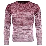 AOWOFS Men's Fashion Slim Fit Pullover Casual O- Neck Gradient Color Warm Knitted Sweater