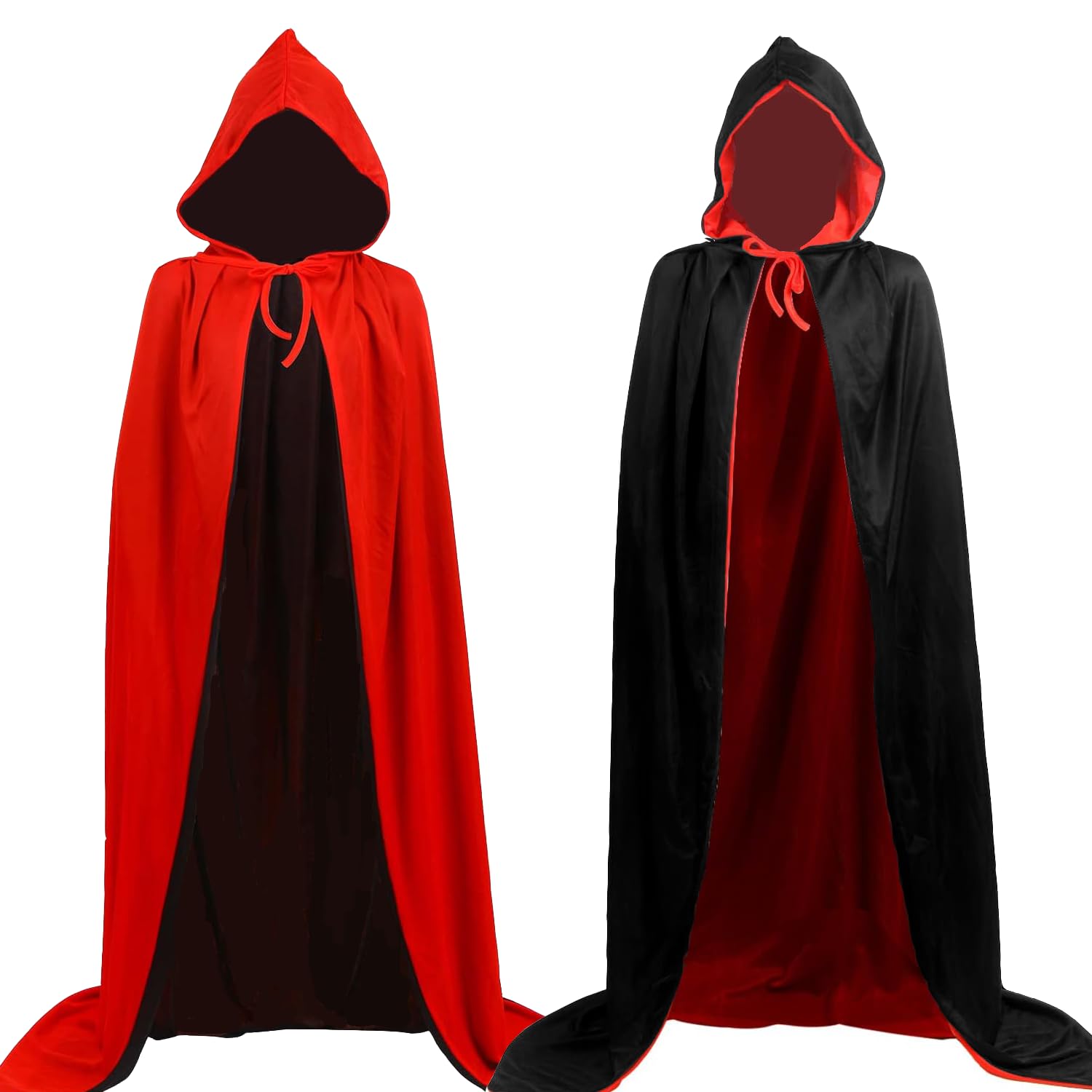 SULOLI Halloween Vampire Cloak Cape Reversible Black and Red Cape with Hood Halloween Party Fancy Dress Outfit (90 CM)