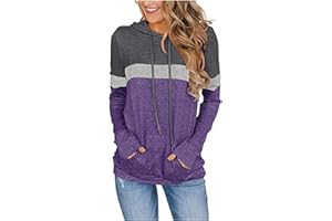 PBNBP Women's Color Block Pullover Hoodies with Pockets Athletic Sweatshirts Drawstring Hooded Tops Long Sleeve Casual Blouse