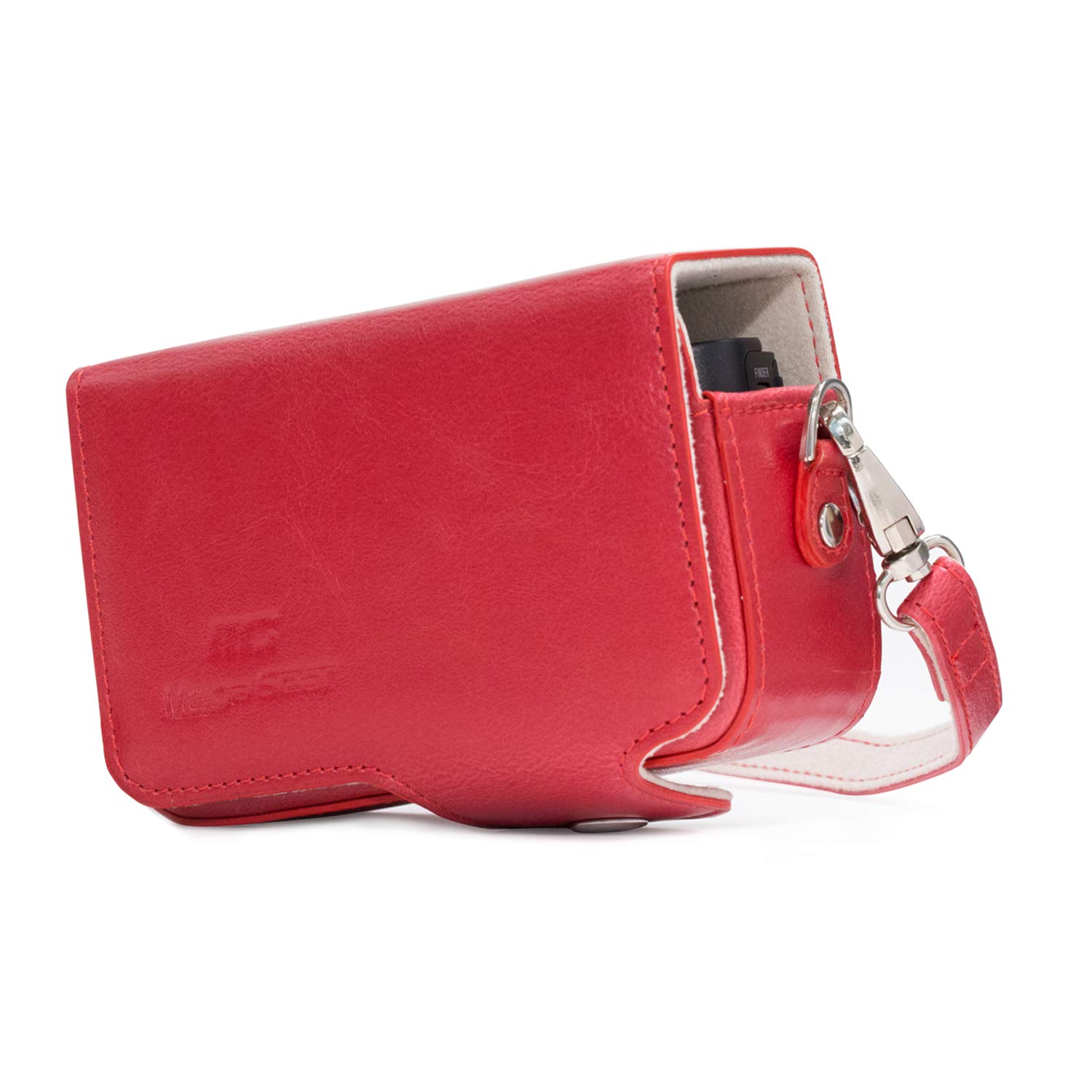 MegaGear MG1208 Sony Cyber-shot DSC-HX99, DSC-HX95, DSC-HX80, DSC-HX90V, DSC-WX500 Leather Camera Case with Strap - Red โ image 1