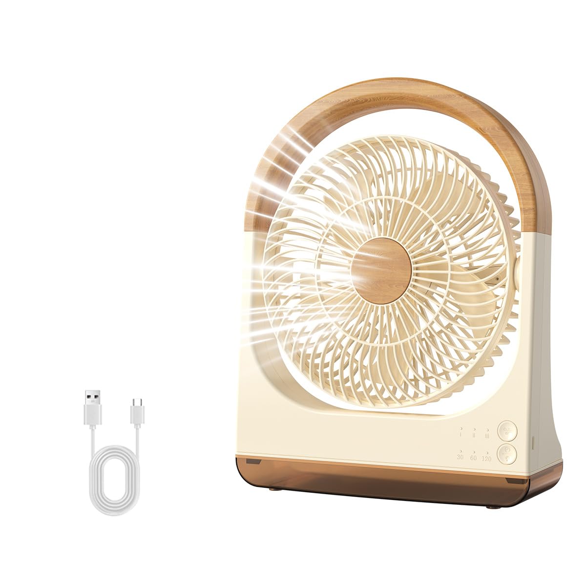 Photo 1 of CIBAIL USB Desk Fan with Timer - 8 Inch Small Portable Table Desktop Fans with Strong Wind Ultra Quiet 3 Speeds and 180°Tilt Folding,Mini Personal Cooling Essentials