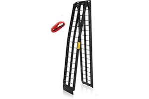 AUTOFOREVER 10ft Aluminum Loading Ramp, 600lbs Capacity Folding Motorcycle 11.6" Width Pickup Trucks Bed Trailers Ramp with Load Straps for Pickup Trucks, Dirt Bikes,